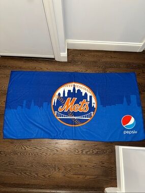 Pepsi Blue Mets Logo Beach Towel with Orange Accents